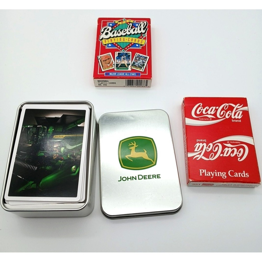 John Deere Playing Cards Lot 3 decks Collector Tin Americana Coca Cola MLB 1991